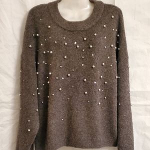 H&M sweater with crystals and perals Dark Gray S